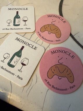 Monocle Coasters Set - Pink & Cream Paris Bistro Design